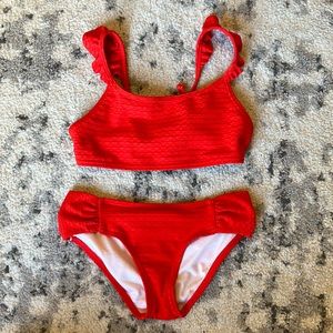 Girls red Billabong bikini set size 8